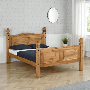 Corona 4'6" Bed High Foot End - DISTRESSED WAXED PINE
