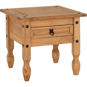 Corona 1 Drawer Lamp Table - DISTRESSED WAXED PINE