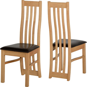 Ainsley Chair (Box of 2) - Oak Veneer/Brown Faux Leather