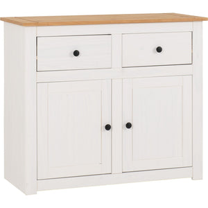 Panama 2 Door 2 Drawer Sideboard - WHITE/NATURAL WAX