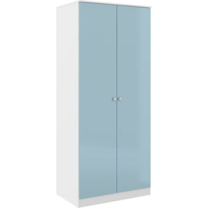 Denver 2 Door Wardrobe - WHITE/BLUE GLOSS