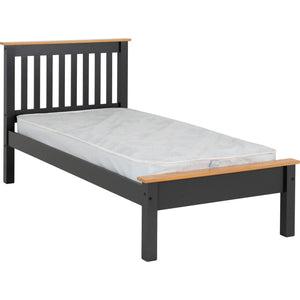 Monaco 3' Bed Low Foot End - DARK GREY/OAK EFFECT