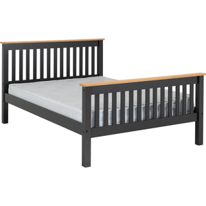 Monaco 5' Bed High Foot End - DARK GREY/OAK EFFECT