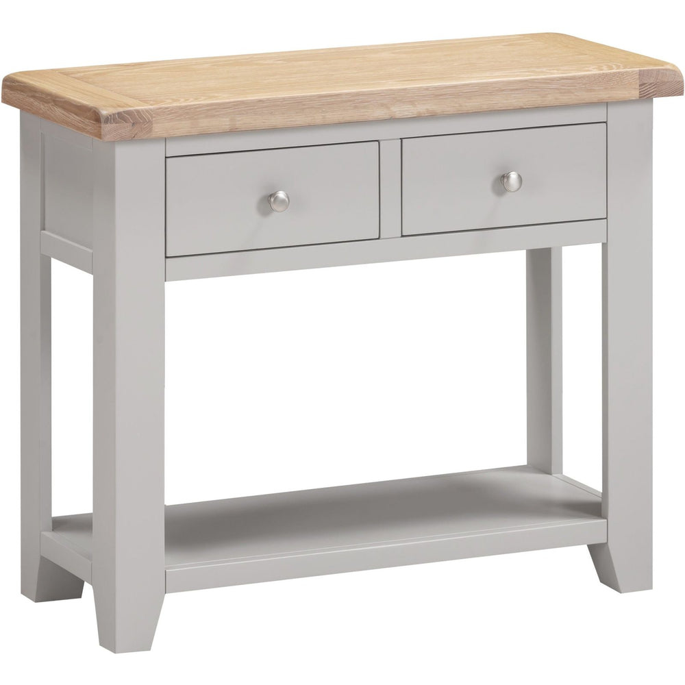 Windsor 2 Drawer Console Table - PEBBLE GREY/OAK