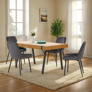 Treviso Dining Set with Avery Chairs - LIGHT OAK EFFECT/GREY VELVET