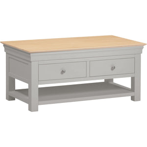 Bordeaux 2 Drawer Coffee Table - PEBBLE GREY/OAK