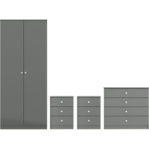 Denver 2 Door Wardrobe Bedroom Set - GREY GLOSS