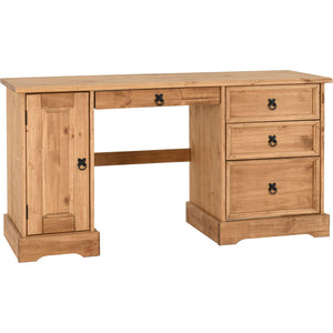 Corona Computer Desk - DISTRESSED WAXED PINE