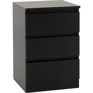 Malvern 3 Drawer Bedside (PAIR) - BLACK