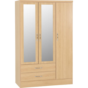 Nevada 3 Door 2 Drawer Mirrored Wardrobe - SONOMA OAK EFFECT