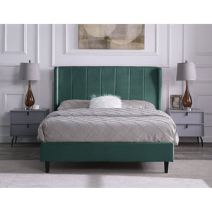 Amelia 4'6" Bed - GREEN VELVET FABRIC