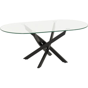 Sheldon Oval Coffee Table - CLEAR GLASS/BLACK