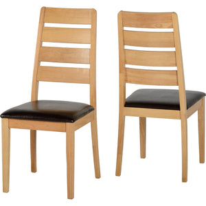 Logan Small Dining Set - OAK VARNISH/BROWN PU