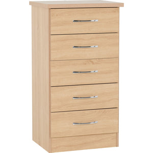 Nevada 5 Drawer Narrow Chest - SONOMA OAK EFFECT