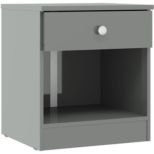 Denver 1 Drawer Bedside - GREY GLOSS