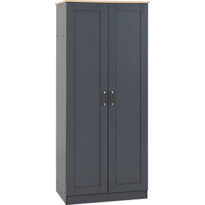 Portland 2 Door Wardrobe - GREY/OAK EFFECT