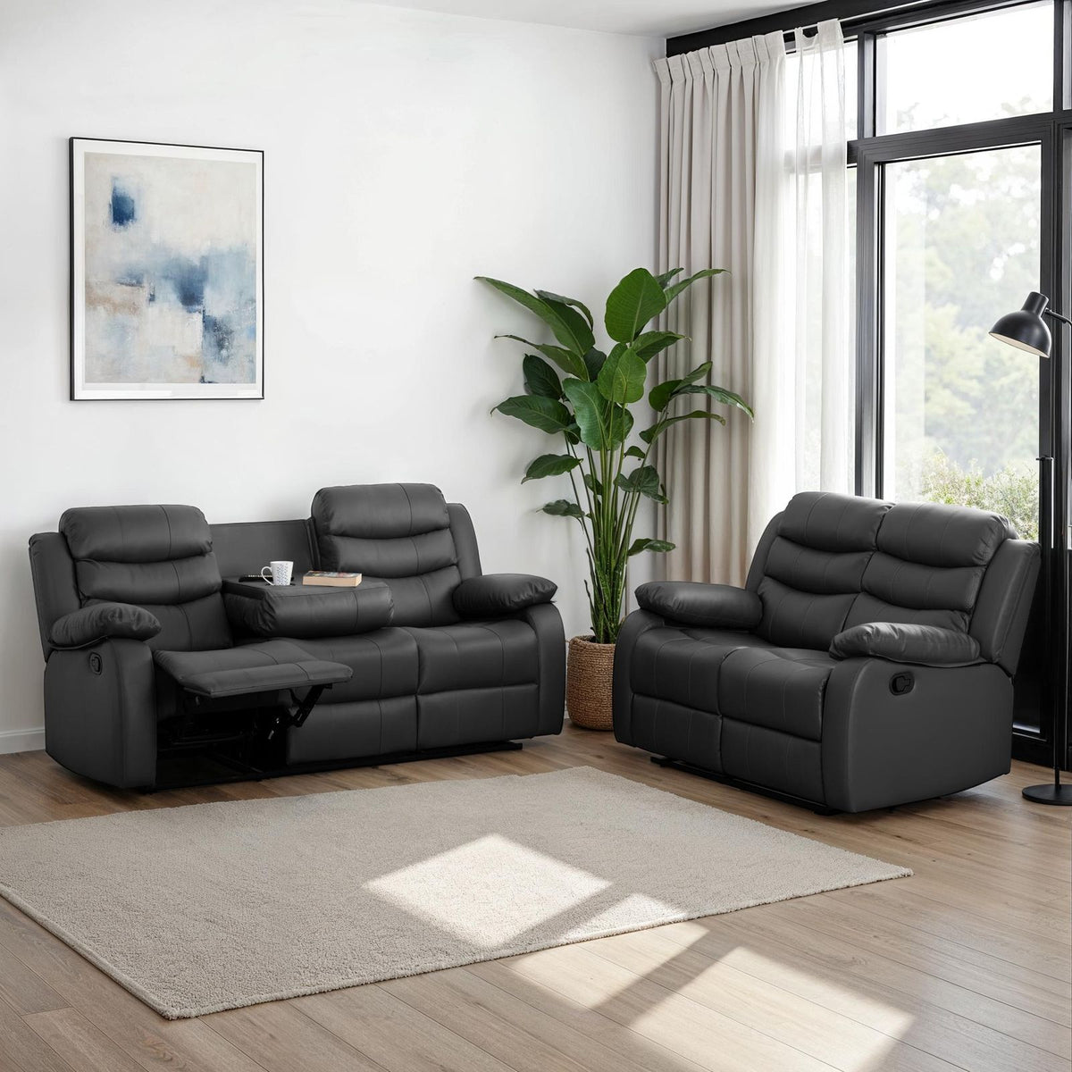 Roma 3+2 Recliner Suite - Grey Faux Leather