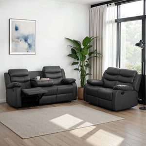 Roma 3+2 Recliner Suite - Grey Faux Leather
