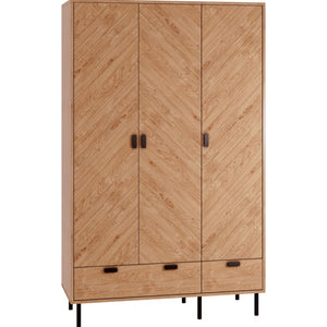 Leon 3 Door 2 Drawer Wardrobe - MEDIUM OAK EFFECT