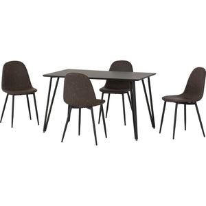 Marlow Dining Set with Athens Chairs - Black Marble Effect/Black/Brown Faux Leather