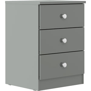 Denver 3 Drawer Bedside - GREY GLOSS