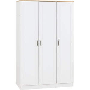 Portland 3 Door Wardrobe - WHITE/OAK EFFECT