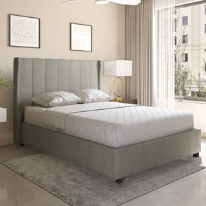Amelia Plus 4'6" Storage Bed - DARK GREY FABRIC