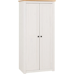 Panama 2 Door Wardrobe - WHITE/NATURAL WAX