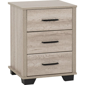 Oliver 3 Drawer Bedside - LIGHT OAK EFFECT