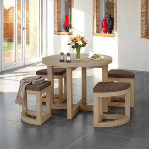 Cambourne Stowaway Dining Set - Sonoma Oak Effect Veneer/Brown Linen Fleck