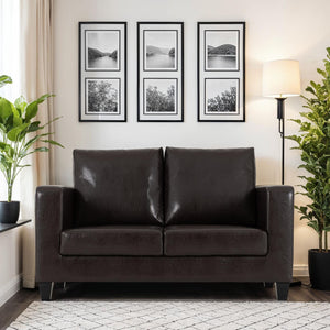 Tempo Two Seater Sofa-in-a-Box - Brown Faux Leather