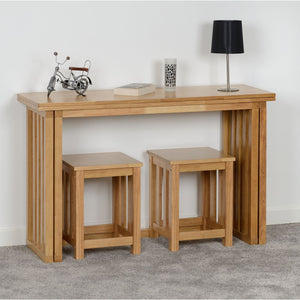 Richmond Foldaway Dining Set (2 Stools) - OAK VARNISH