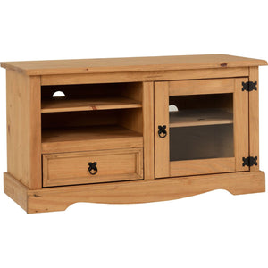 Corona Entertainment Unit - DISTRESSED WAXED PINE/GLASS