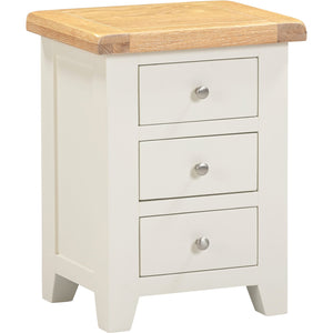 Windsor 3 Drawer Bedside - IVORY/OAK