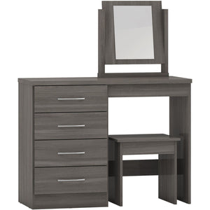 Nevada 4 Drawer Dressing Table Set - BLACK WOOD GRAIN