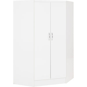 Nevada 2 Door Corner Wardrobe - WHITE GLOSS
