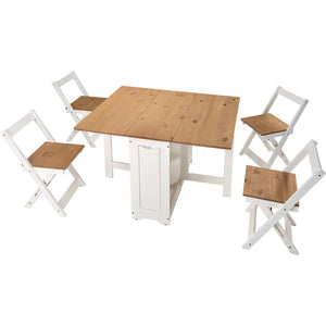 Santos Butterfly Dining Set - WHITE/DISTRESSED WAXED PINE