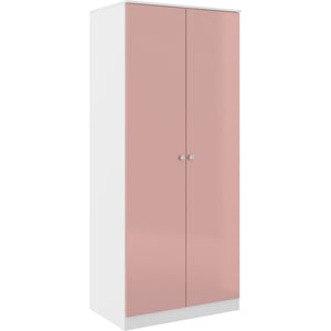 Denver 2 Door Wardrobe - WHITE/PINK GLOSS