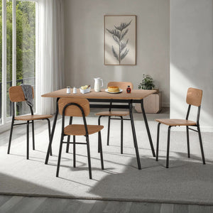 Warren 1+4 Dining Set - RUSSET OAK EFFECT/BLACK