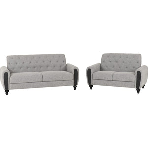 Chester 3+2 Suite - LIGHT GREY FABRIC