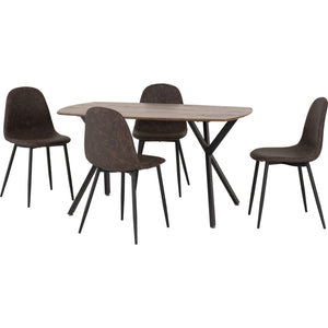 Athens Rectangular Dining Set - Medium Oak Effect/Black/Brown Faux Leather