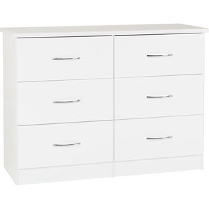 Nevada 6 Drawer Chest - WHITE GLOSS