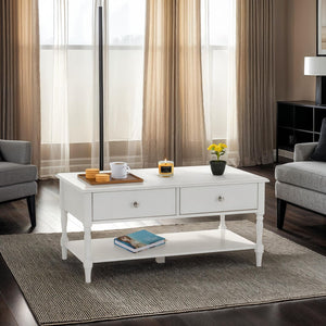 Stratford 2 Drawer Coffee Table - WHITE