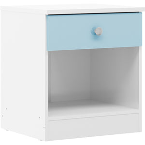 Denver 1 Drawer Bedside - WHITE/BLUE GLOSS