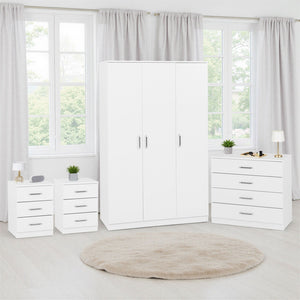Dakota 3 Door Wardrobe Bedroom Set - WHITE