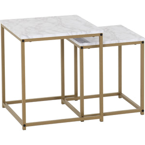 Dallas Nest of 2 Tables - MARBLE/GOLD EFFECT