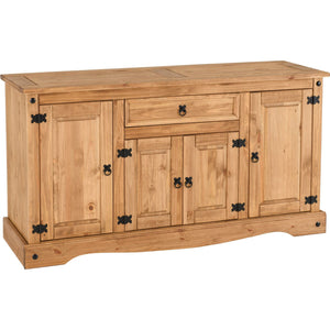 Corona 4 Door 1 Drawer Sideboard - DISTRESSED WAXED PINE
