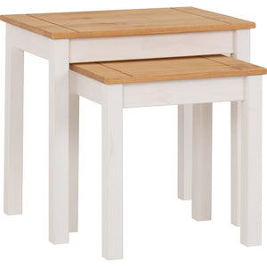 Panama Nest of 2 Tables - WHITE/NATURAL WAX