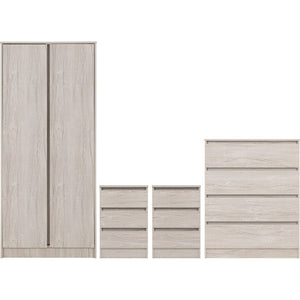 Malvern 2 Door Wardrobe Bedroom Set - URBAN SNOW