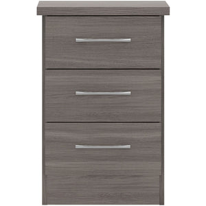 Nevada 3 Drawer Bedside - BLACK WOOD GRAIN